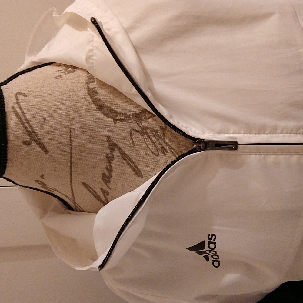 Adidas black and white windbreaker Sz M - Picture 3 of 9